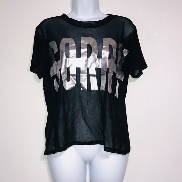 Emma & Sam Sorry Mesh Metallic Tee Xtra Small - Picture 2 of 6